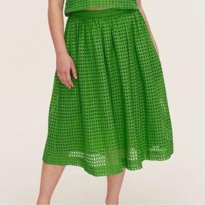 kate spade Bright Green Eyelet Midi Skirt - Sold out everywhere